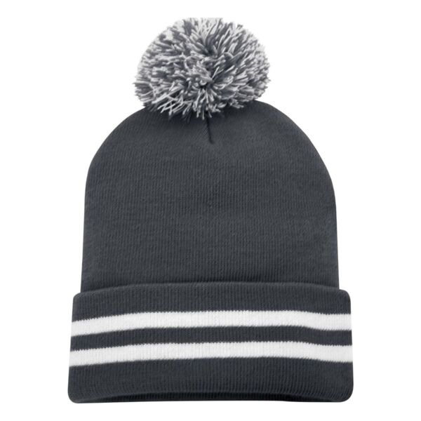 ATC&TRADE; STRIPED CUFF POM POM TOQUE C1202 Thumbnail
